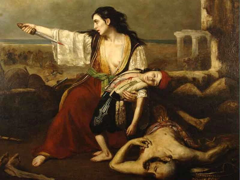 1803-François-Émile de Lansac - Episodio dell'assedio di Missolonghi. Salone degli artisti francesi, Parigi 1827. Missolonghi Pinacothèque
